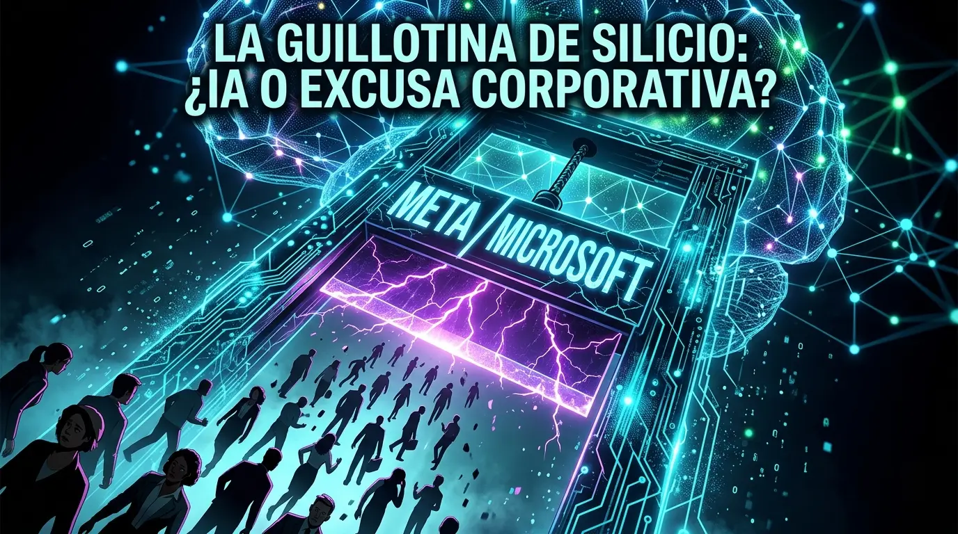 Featured image for “La guillotina de silicio: ¿Por qué Meta y Microsoft están quemando empleados para alimentar a su nuevo Dios?”